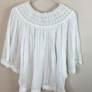 A. Peach Off Shoulder Crochet Top